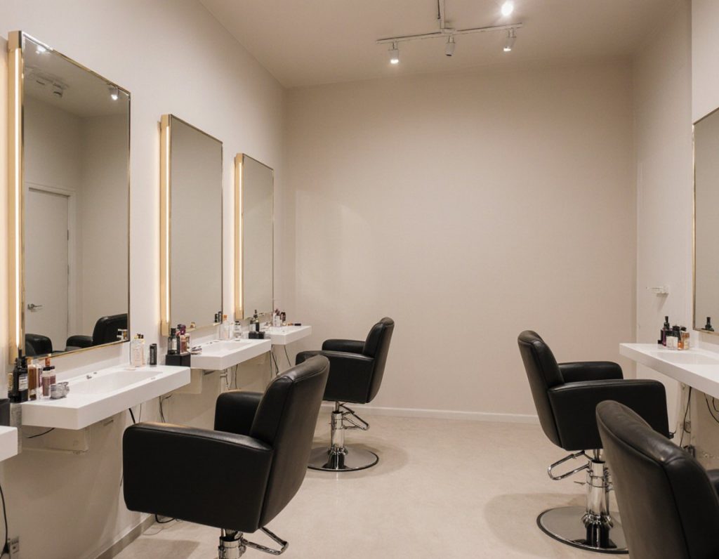 Calm, bright beauty salon interior